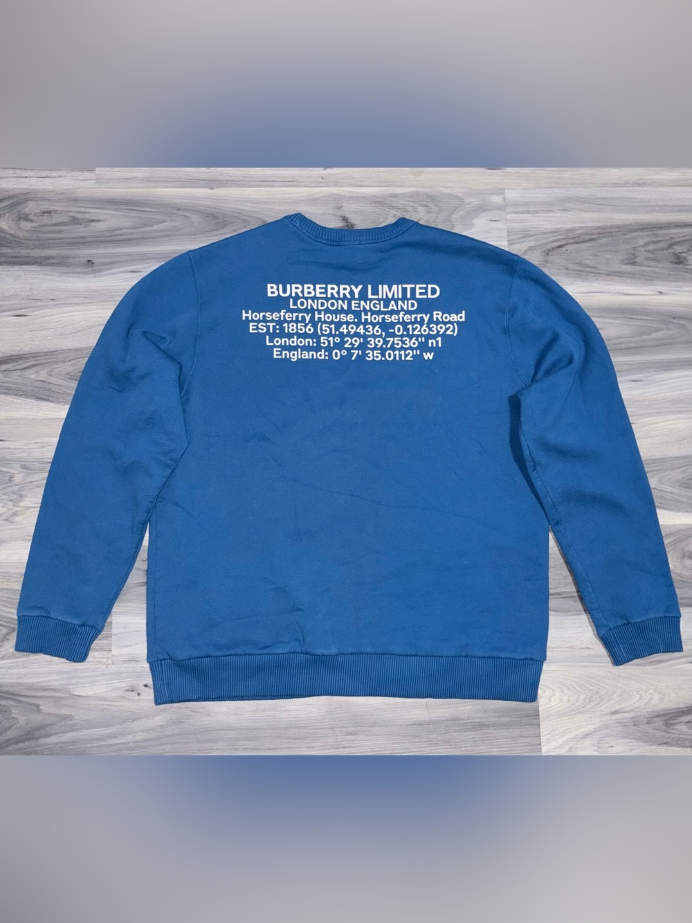 Burberry Blue Location Crew Neck Sweater Mens XL